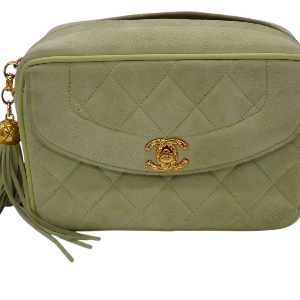 Chanel Vintage Mint Green Gold Matelasse Crossbody Bag Quilted Design - Picture 5 of 16